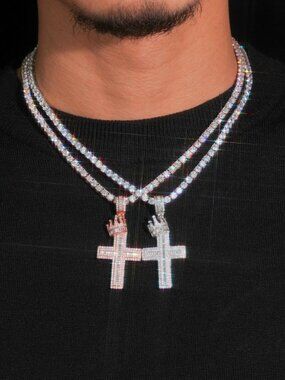 Silver 925 Luxury Cross Color D Moissanite Hip Hop Pendant